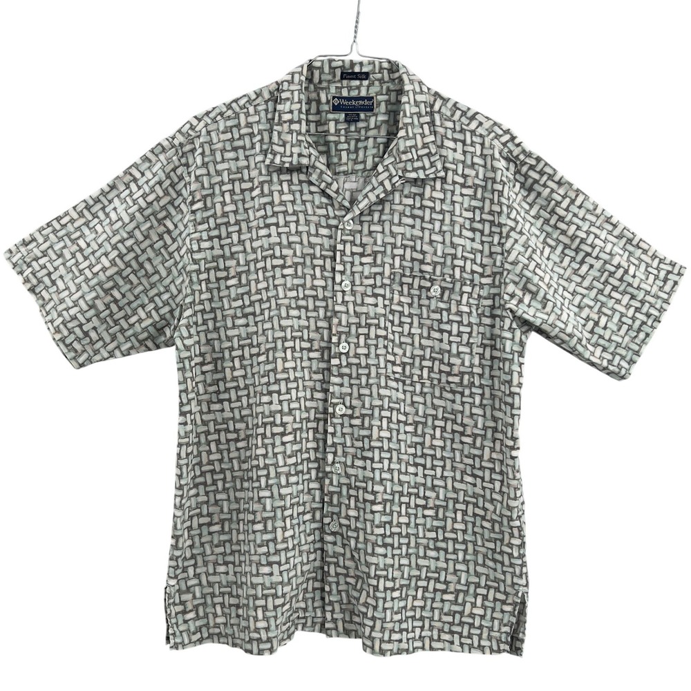 Weekender Silk Cotton Camp‎ Shirt Short Sleeve L Resortcore Y2K Old Money
